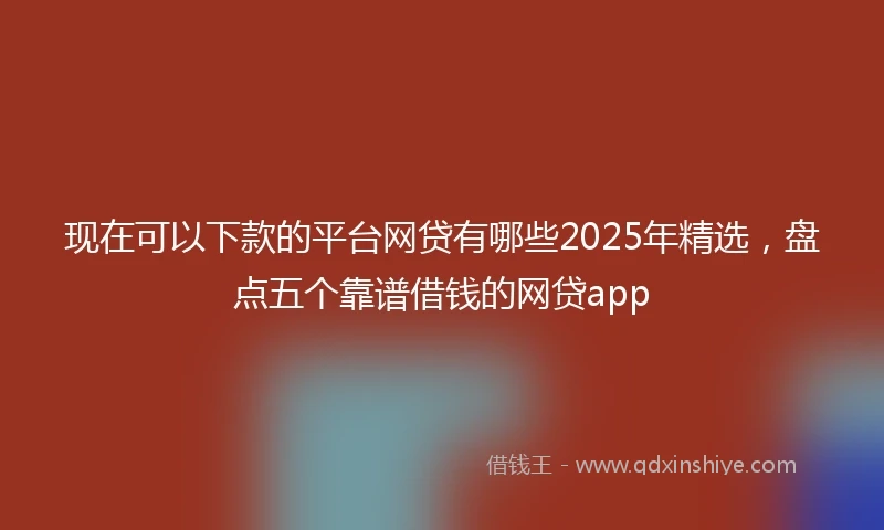 现在可以下款的平台网贷有哪些2025年精选，盘点五个靠谱借钱的网贷app
