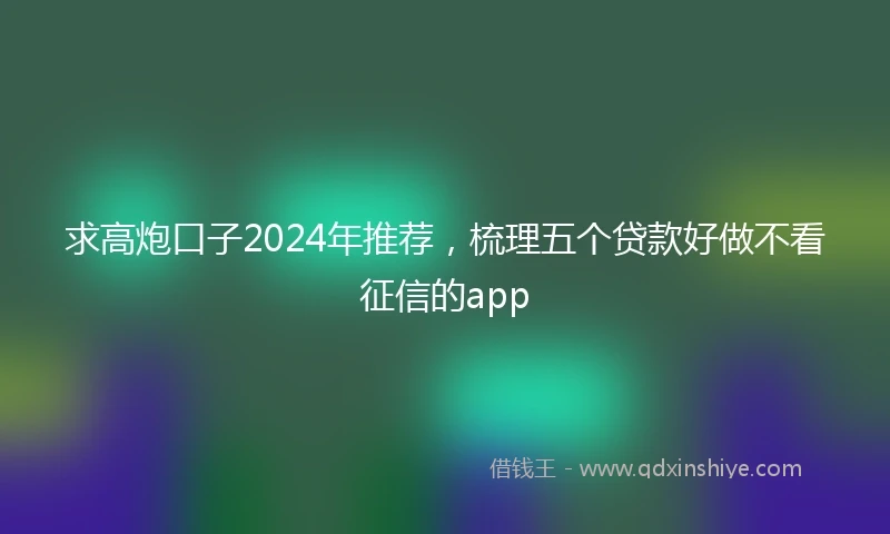 求高炮口子2024年推荐，梳理五个贷款好做不看征信的app