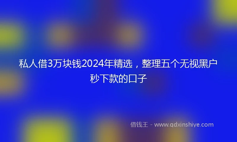 私人借3万块钱2024年精选，整理五个无视黑户秒下款的口子