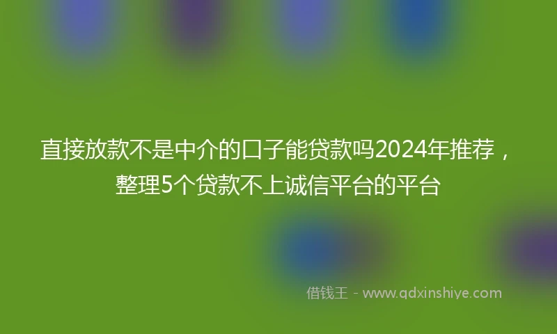 直接放款不是中介的口子能贷款吗2024年推荐，整理5个贷款不上诚信平台的平台
