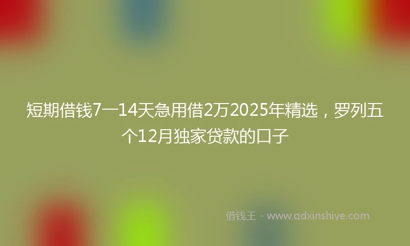 短期借钱7一14天急用借2万2025年精选，罗列五个12月独家贷款的口子