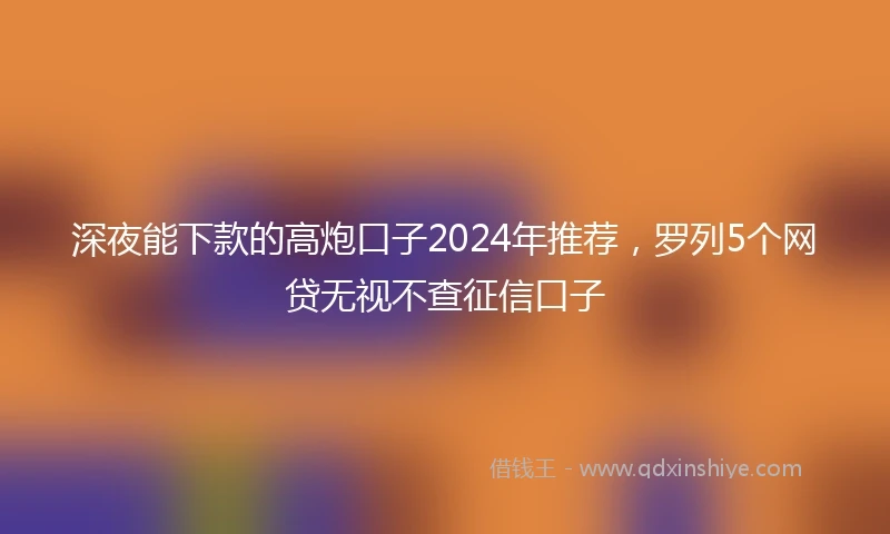 深夜能下款的高炮口子2024年推荐，罗列5个网贷无视不查征信口子