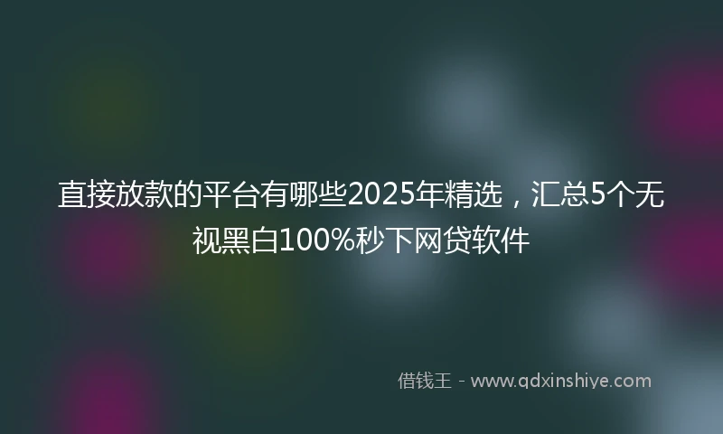 直接放款的平台有哪些2025年精选，汇总5个无视黑白100%秒下网贷软件