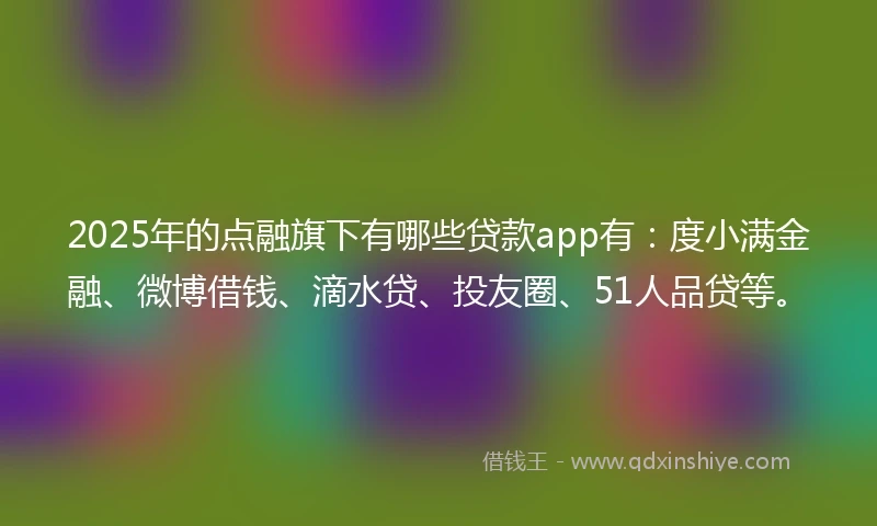 2025年的点融旗下有哪些贷款app有：度小满金融、微博借钱、滴水贷、投友圈、51人品贷等。