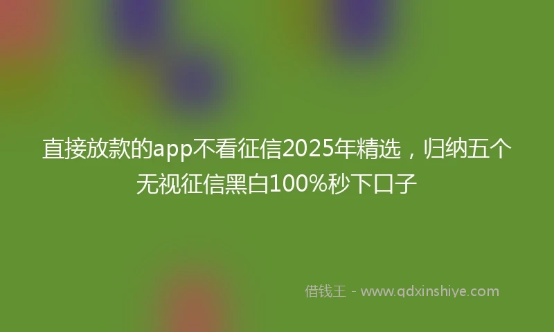 直接放款的app不看征信2025年精选，归纳五个无视征信黑白100%秒下口子