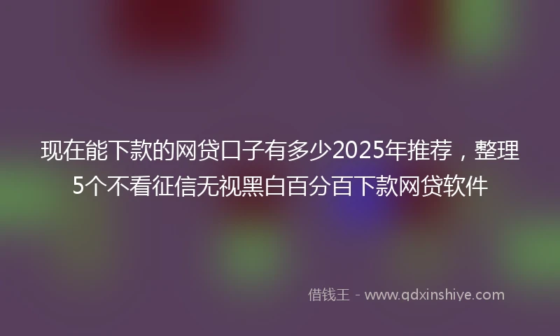 现在能下款的网贷口子有多少2025年推荐，整理5个不看征信无视黑白百分百下款网贷软件