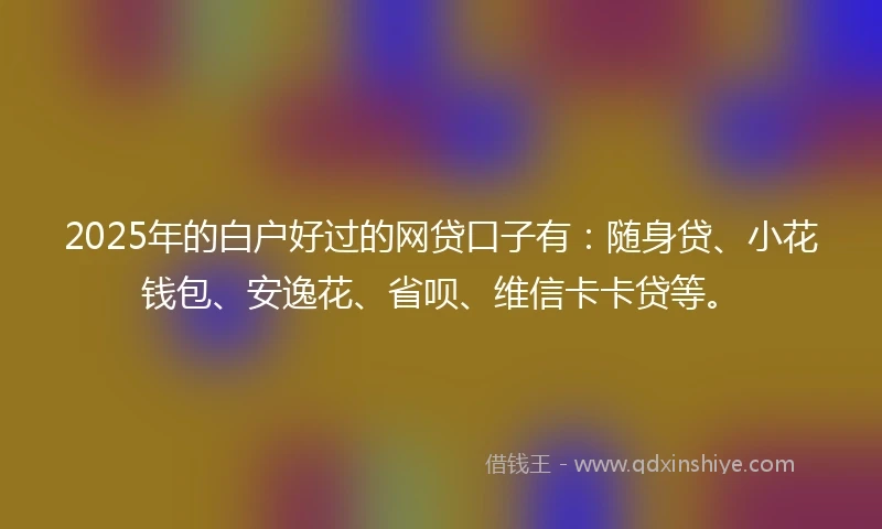 2025年的白户好过的网贷口子有：随身贷、小花钱包、安逸花、省呗、维信卡卡贷等。