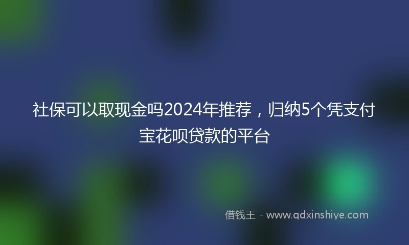 社保可以取现金吗2024年推荐，归纳5个凭支付宝花呗贷款的平台