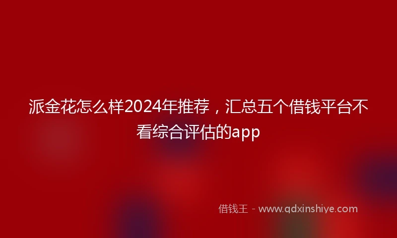 派金花怎么样2024年推荐，汇总五个借钱平台不看综合评估的app