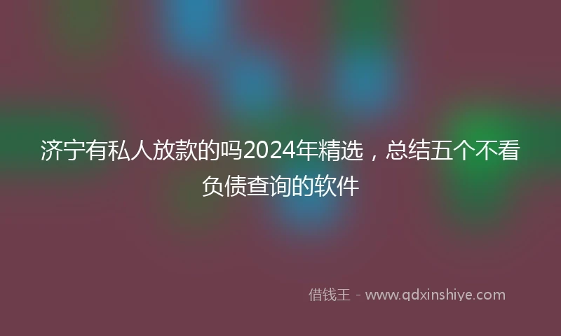 济宁有私人放款的吗2024年精选，总结五个不看负债查询的软件