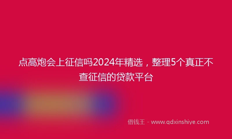 点高炮会上征信吗2024年精选,整理5个真正不查征信的贷款平台