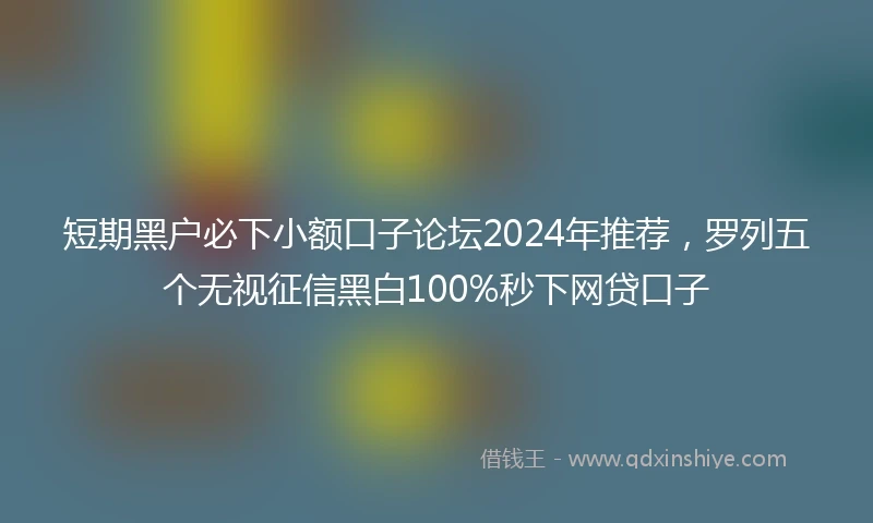 短期黑户必下小额口子论坛2024年推荐，罗列五个无视征信黑白100%秒下网贷口子