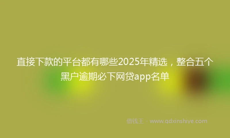 直接下款的平台都有哪些2025年精选，整合五个黑户逾期必下网贷app名单