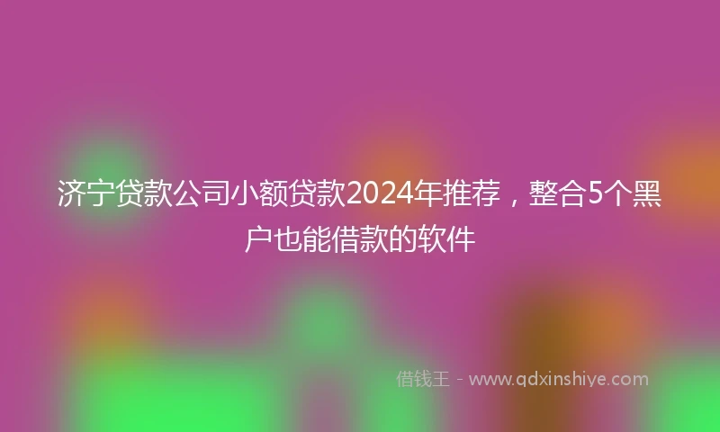 济宁贷款公司小额贷款2024年推荐，整合5个黑户也能借款的软件
