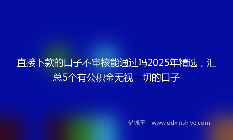 直接下款的口子不审核能通过吗2025年精选，汇总5个有公积金无视一切的口子