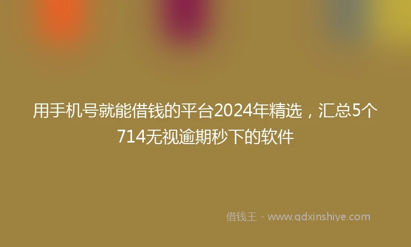 用手机号就能借钱的平台2024年精选，汇总5个714无视逾期秒下的软件