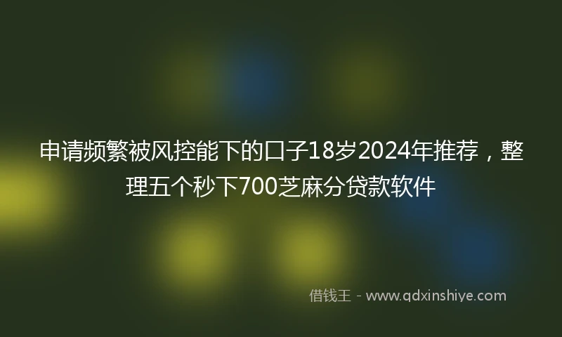 申请频繁被风控能下的口子18岁2024年推荐，整理五个秒下700芝麻分贷款软件