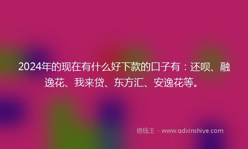 2024年的现在有什么好下款的口子有：还呗、融逸花、我来贷、东方汇、安逸花等。