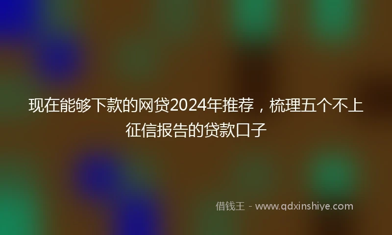 现在能够下款的网贷2024年推荐，梳理五个不上征信报告的贷款口子