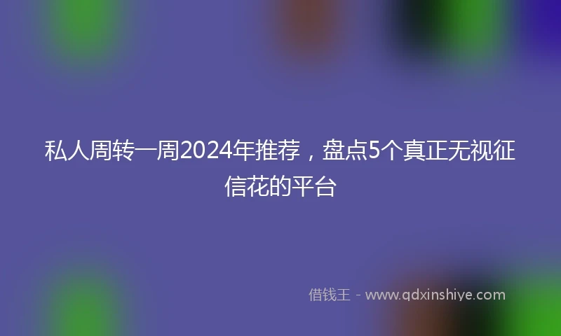私人周转一周2024年推荐，盘点5个真正无视征信花的平台