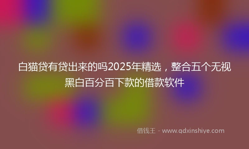 白猫贷有贷出来的吗2025年精选，整合五个无视黑白百分百下款的借款软件