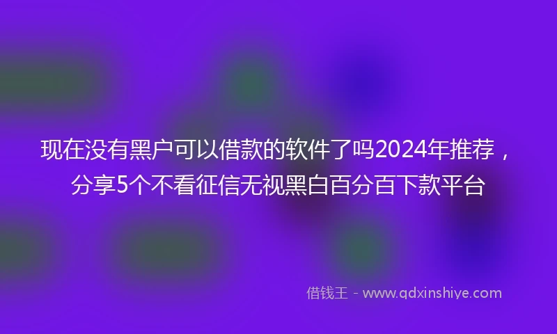 现在没有黑户可以借款的软件了吗2024年推荐，分享5个不看征信无视黑白百分百下款平台