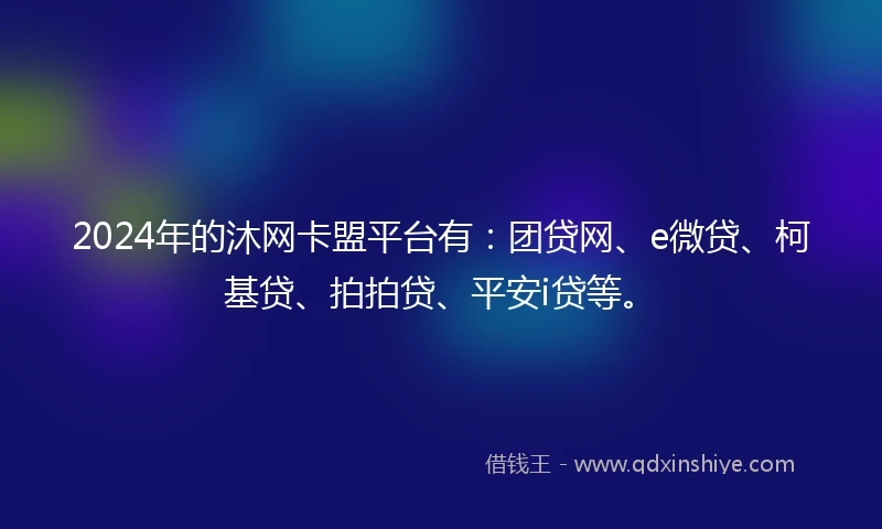 2024年的沐网卡盟平台有：团贷网、e微贷、柯基贷、拍拍贷、平安i贷等。