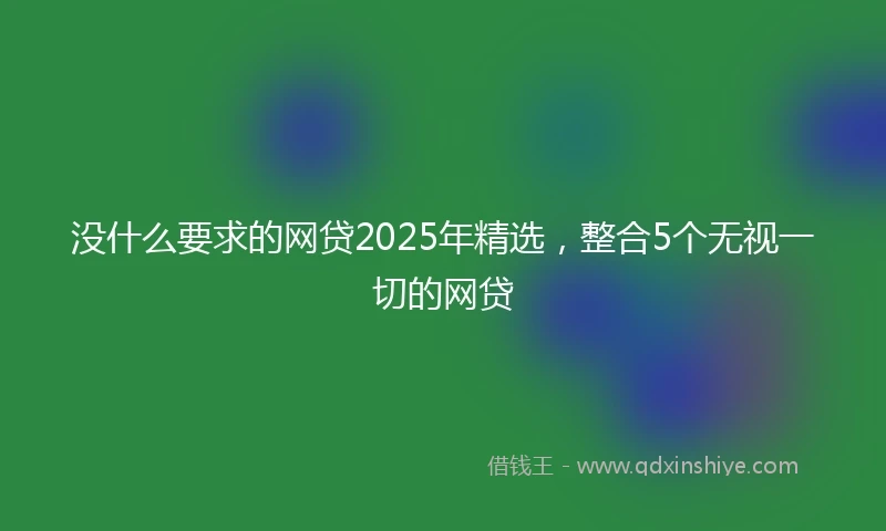 没什么要求的网贷2025年精选，整合5个无视一切的网贷