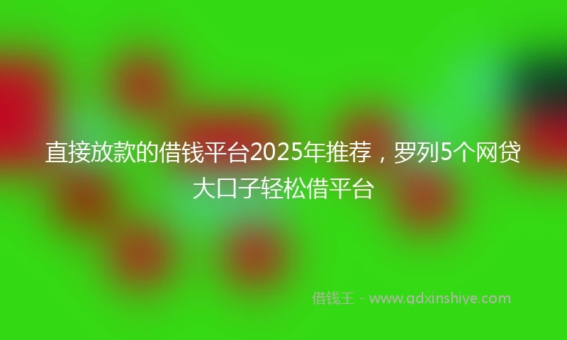 直接放款的借钱平台2025年推荐，罗列5个网贷大口子轻松借平台