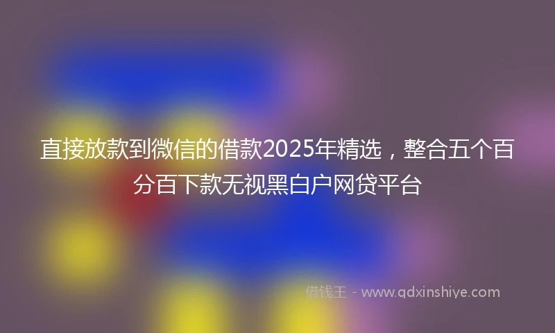 直接放款到微信的借款2025年精选，整合五个百分百下款无视黑白户网贷平台