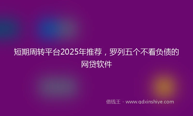短期周转平台2025年推荐，罗列五个不看负债的网贷软件