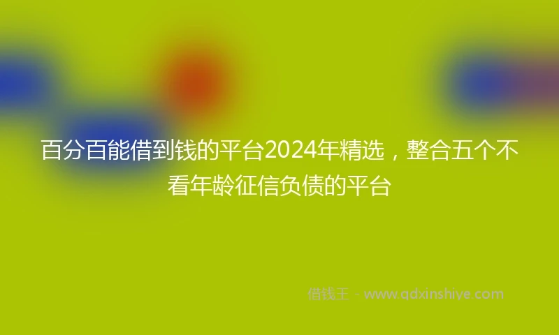 百分百能借到钱的平台2024年精选，整合五个不看年龄征信负债的平台