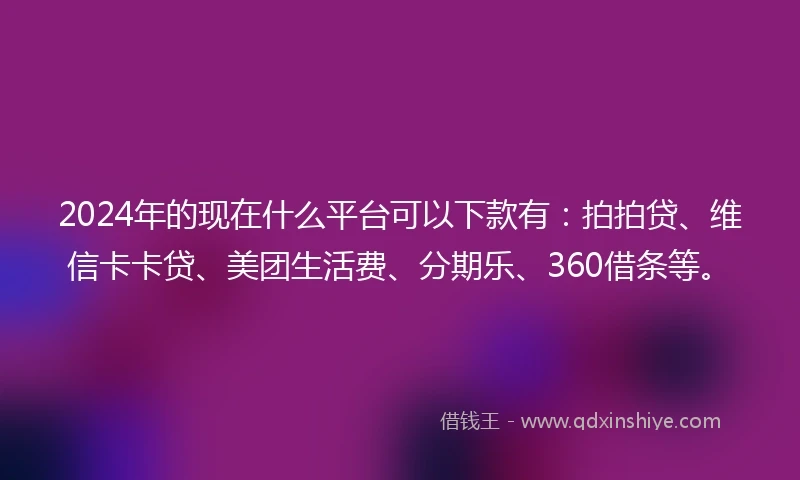 2024年的现在什么平台可以下款有：拍拍贷、维信卡卡贷、美团生活费、分期乐、360借条等。