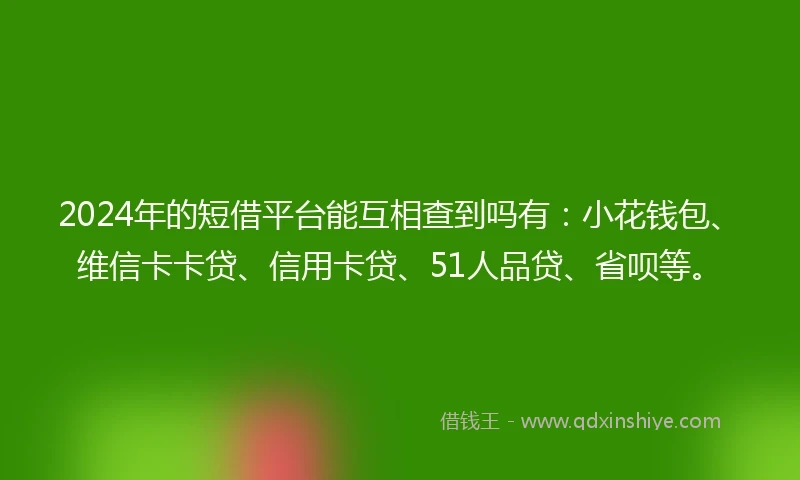 2024年的短借平台能互相查到吗有：小花钱包、维信卡卡贷、信用卡贷、51人品贷、省呗等。