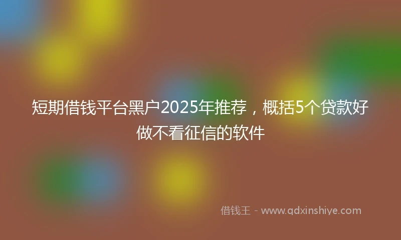 短期借钱平台黑户2025年推荐，概括5个贷款好做不看征信的软件