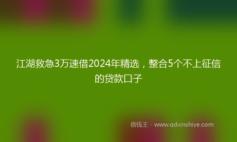 江湖救急3万速借2024年精选，整合5个不上征信的贷款口子