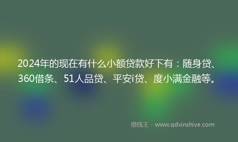 2024年的现在有什么小额贷款好下有：随身贷、360借条、51人品贷、平安i贷、度小满金融等。