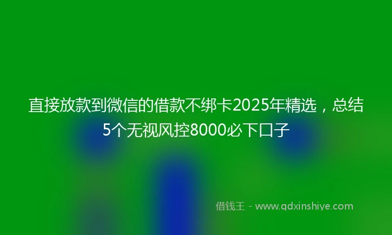 直接放款到微信的借款不绑卡2025年精选，总结5个无视风控8000必下口子