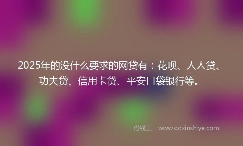 2025年的没什么要求的网贷有：花呗、人人贷、功夫贷、信用卡贷、平安口袋银行等。
