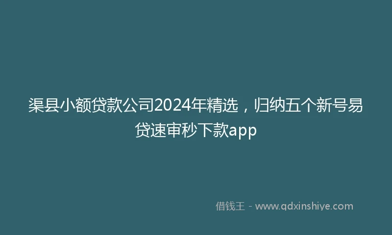 渠县小额贷款公司2024年精选，归纳五个新号易贷速审秒下款app