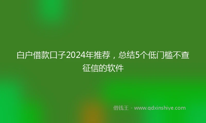 白户借款口子2024年推荐，总结5个低门槛不查征信的软件