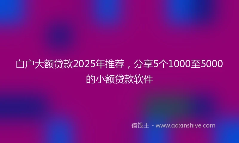 白户大额贷款2025年推荐，分享5个1000至5000的小额贷款软件