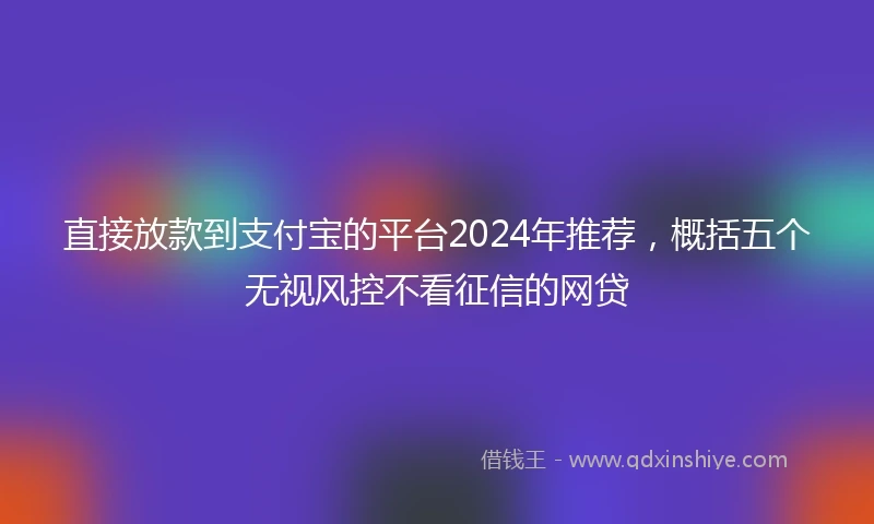 直接放款到支付宝的平台2024年推荐，概括五个无视风控不看征信的网贷