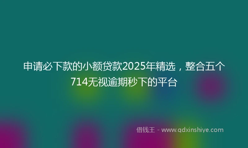 申请必下款的小额贷款2025年精选，整合五个714无视逾期秒下的平台