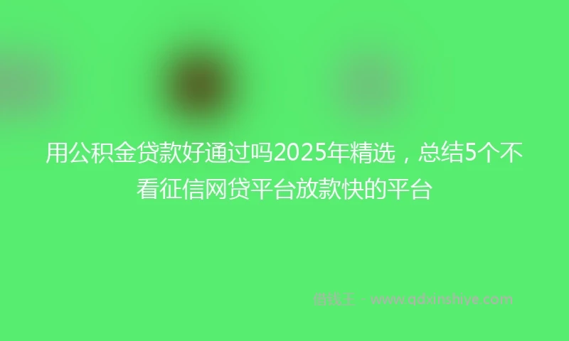 用公积金贷款好通过吗2025年精选，总结5个不看征信网贷平台放款快的平台