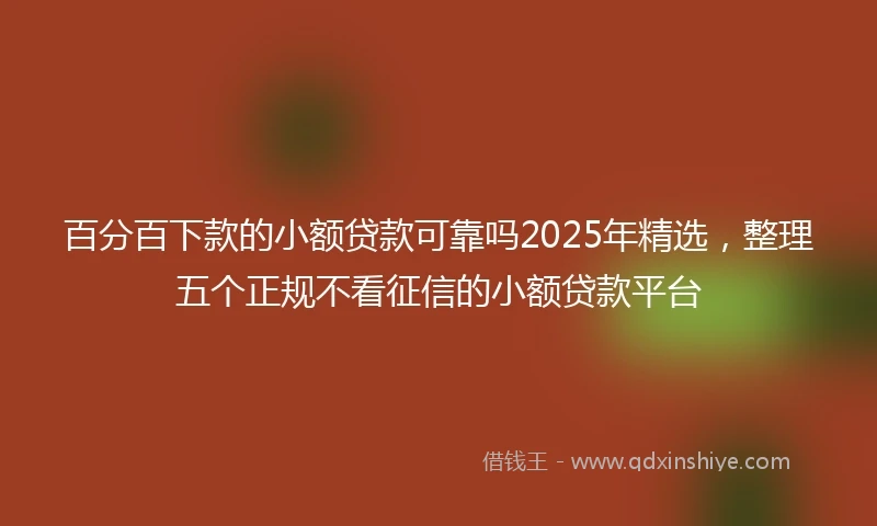 百分百下款的小额贷款可靠吗2025年精选，整理五个正规不看征信的小额贷款平台