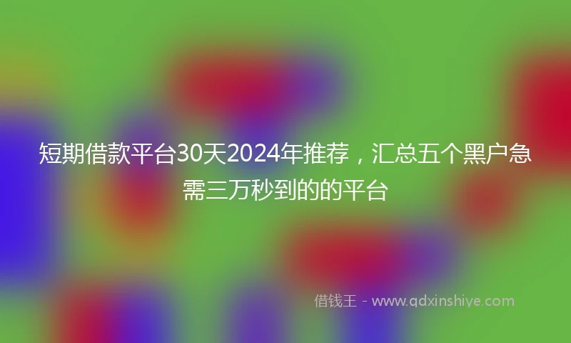 短期借款平台30天2024年推荐，汇总五个黑户急需三万秒到的的平台