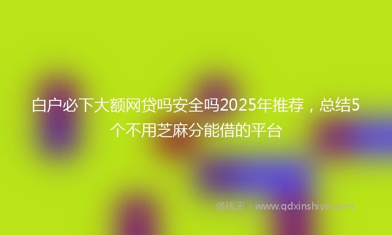 白户必下大额网贷吗安全吗2025年推荐，总结5个不用芝麻分能借的平台