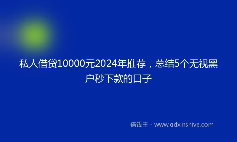 私人借贷10000元2024年推荐，总结5个无视黑户秒下款的口子