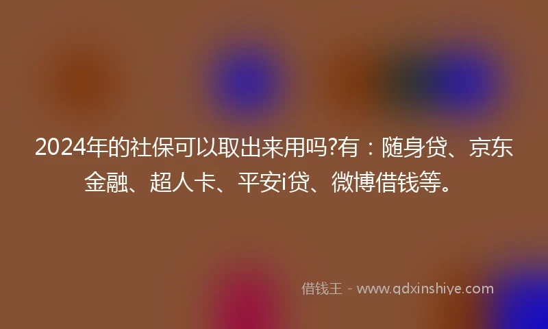 2024年的社保可以取出来用吗?有：随身贷、京东金融、超人卡、平安i贷、微博借钱等。